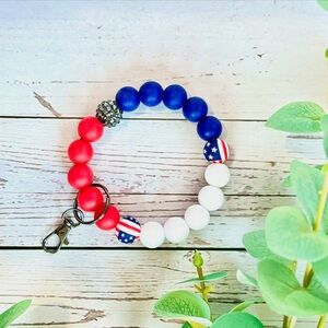 Red White & Blue Key Wristlet
